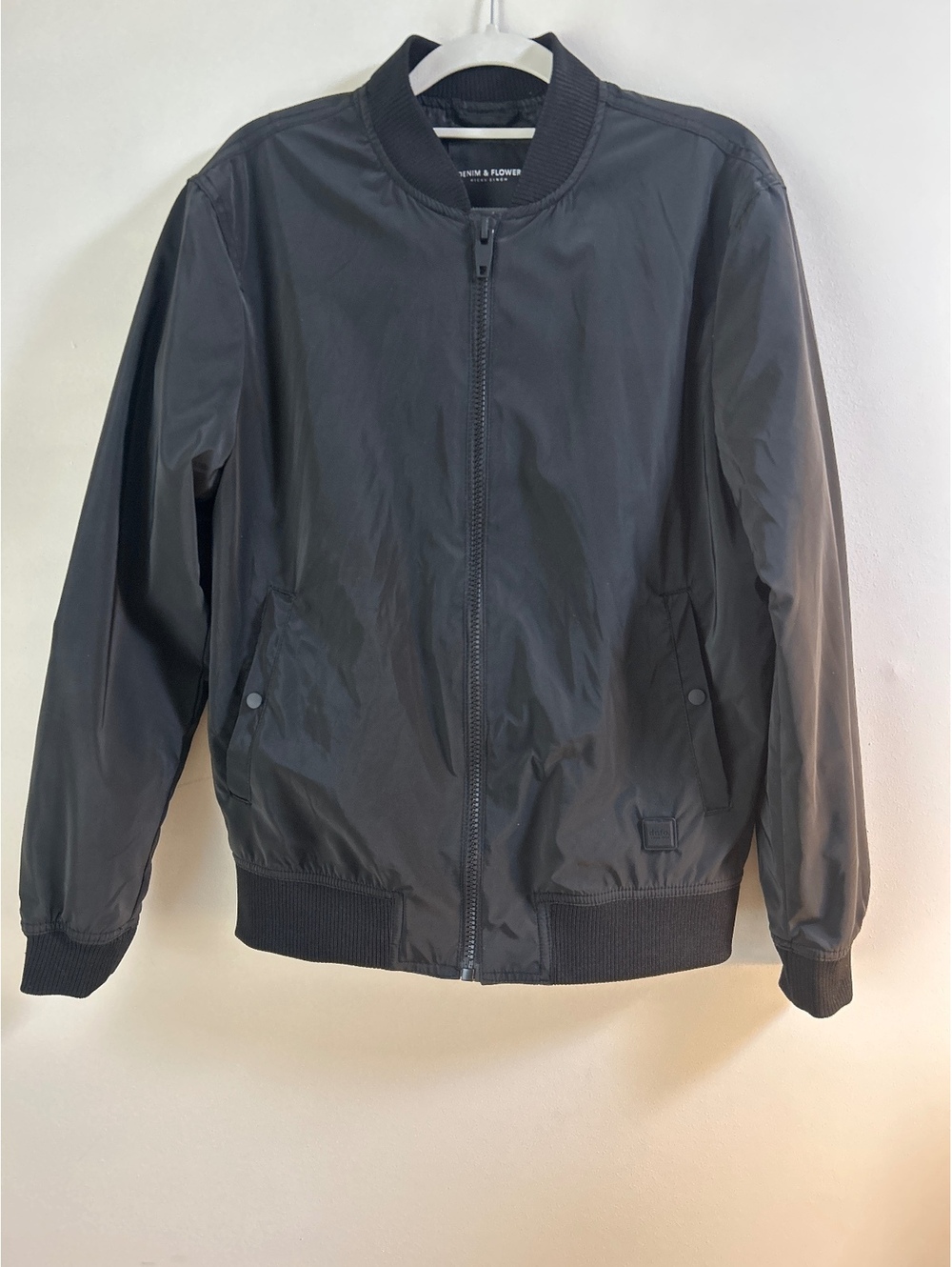 Denim & Flower Black Bomber Jacket Ricky Singh Size Small